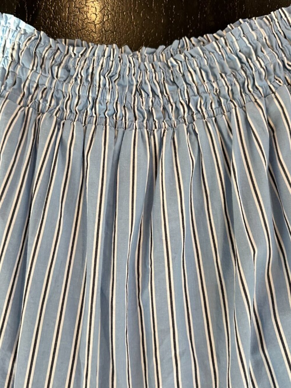 Quince Organic Cotton Poplin Tiered Maxi Skirt Tribeca Blue White Stripe Small S - Picture 3 of 6